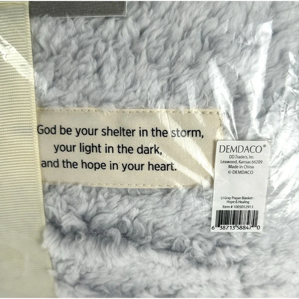 NEW Demdaco Gray Hope And Healing Prayer Blanket 52 x 62 Remembrance Throw